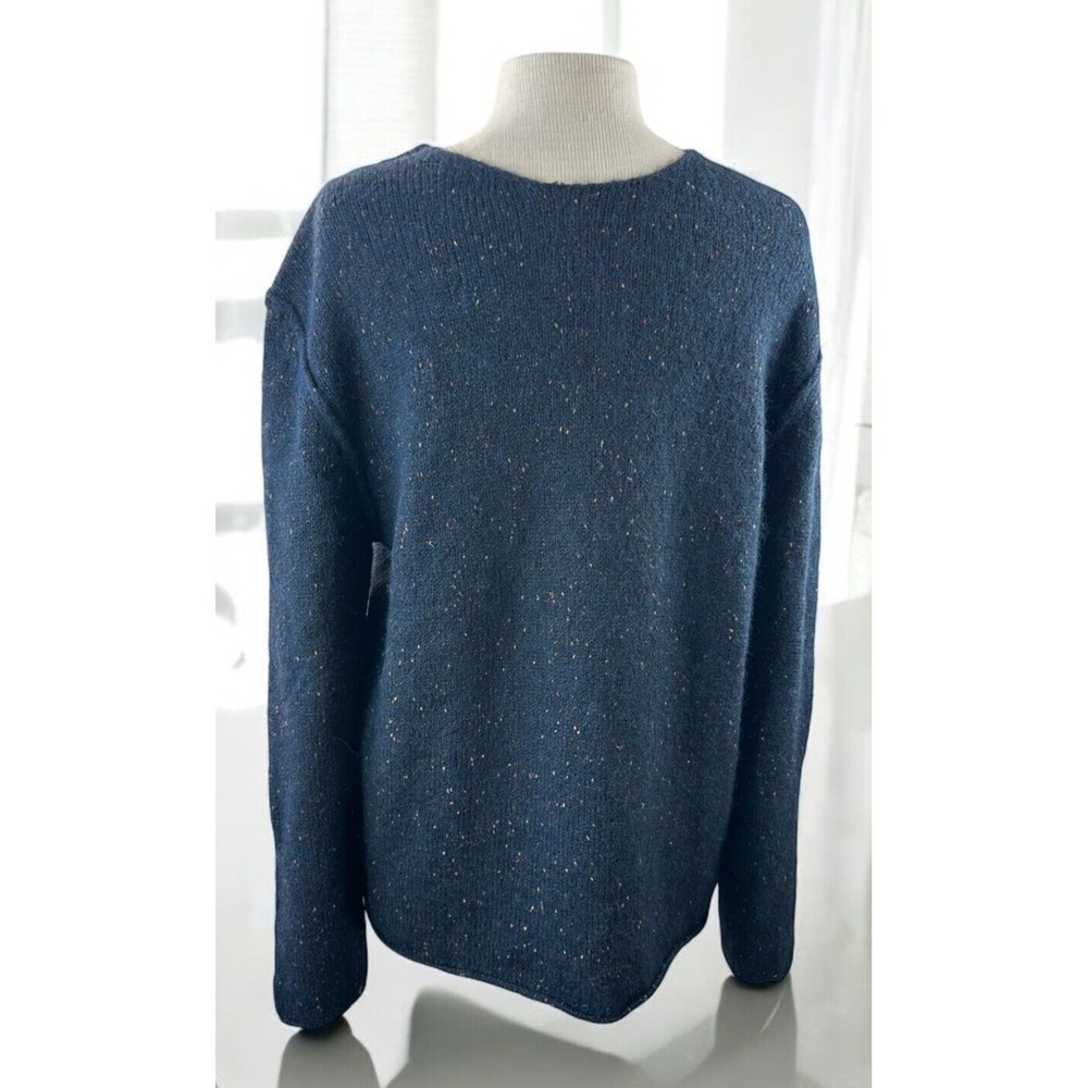 NEW Gionfriddo Alpaca Wool Blend Hand Spun Sweater Navy Blue Elbow Patch Medium - Picture 13 of 13